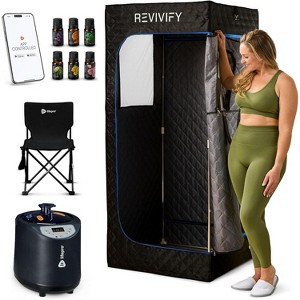 Lifepro Revivify Mini Steam Sauna  Foldable Personal Sauna Tent with Adjustable Heat, Timer, Chair, Mat, Remote & App Control - 1 of 4