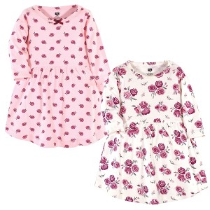 Hudson Baby Infant and Toddler Girl Cotton Long-Sleeve Dresses 2pk, Rose, 3-6 Months - 1 of 3