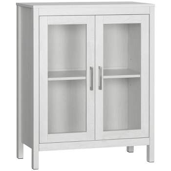 kleankin Modern Bathroom Cabinet, Bathroom Storage Organizer with Double Glass Doors and Adjustable Shelf