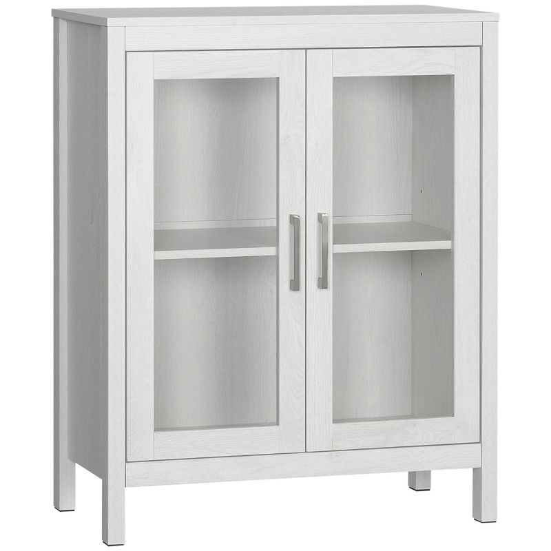 kleankin Modern Bathroom Cabinet, Bathroom Storage Organizer with Double Glass Doors and Adjustable Shelf, 1 of 8