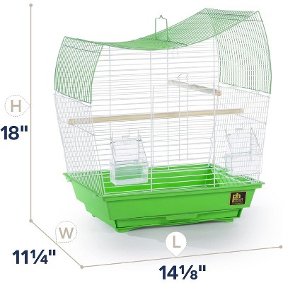 Lime Green Wave Top Bird Cage with Plastic Base