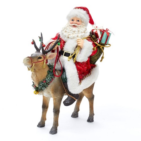 Kurt Adler 11.5" Fabriche Santa on Reindeer - image 1 of 4