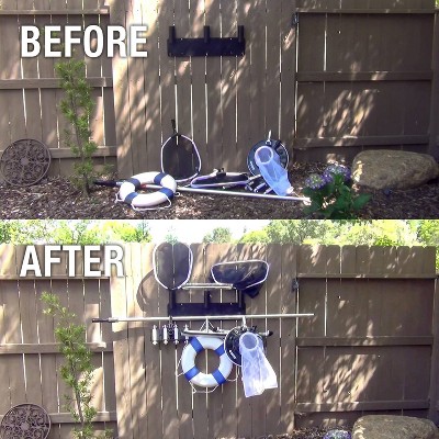 Black Polypropylene Mounted Garden Tool Organizer Rack