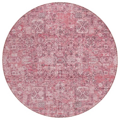 Pink Blush And Charcoal Floral Washable Indoor Outdoor Area Rug
