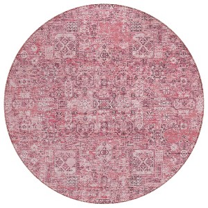 Pink Blush And Charcoal Floral Washable Indoor Outdoor Area Rug - 1 of 4