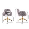 SKRAN Faux Fur Home Office Chair, Vanity Chair, Furry Makeup Chairs with Rolling Wheels Armrest for Living Room Bedroom Office and Vanity - 3 of 4