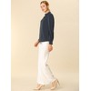 INSPIRE CHIC Women's Office Keyhole Elegant Stand Collar Long Sleeve Back Neck Button Blouse - 4 of 4