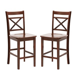 Simple Relax Set of 2 Wooden Counter Height Chairs - 1 of 4