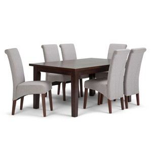 FranklSolid Hardwood 7pc Dining Set Cloud Gray - Wyndenhall, Cloudy Gray