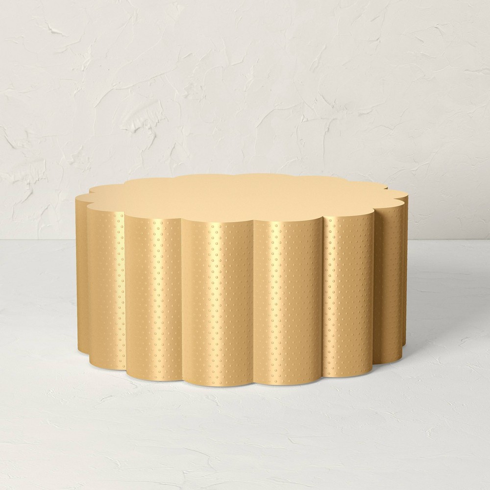 Metal Scalloped Coffee Table Brass Finish – Opalhouse designed with Jungalow For Sale