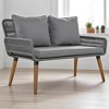 6-Piece Outdoor Wicker Sofa Set with Unique Rope Weaving, Acacia Wood Coffee Table with Ice Bucket, and Ottomans - 4 of 4