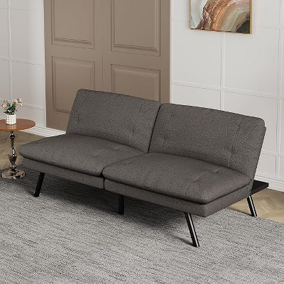 Vipbear black linen sofa bed, adjustable backrest, multi-functional small sofa bed, living room, apartment, office
