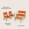 Barclay 4-Piece Modern Coastal Acacia Wood Conversation Outdoor Patio Set with Cushions - JONATHAN Y - 4 of 4