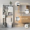 Over The Toilet Storage Cabinet with Sliding Door & Paper Holder Stand, Space-Saving Rack - 3 of 4