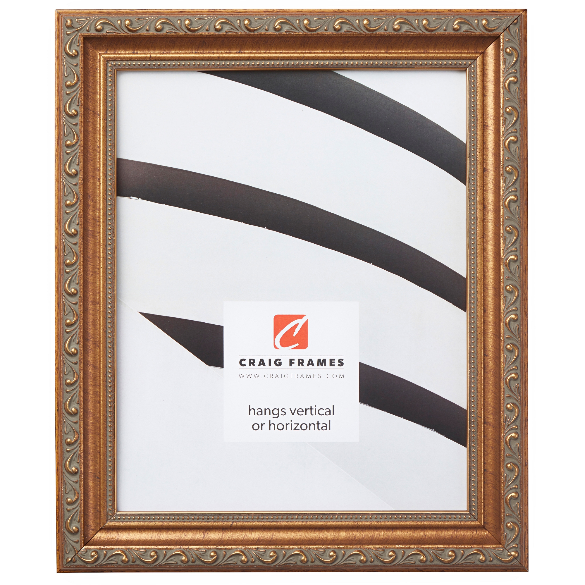 Craig Frames 12x12 Inch Picture Frame, Antique Gold, Ancien Ornate, 1.25" Wood Moulding, Painted Finish, Plexiglass Facing and Hanging Kit Included