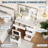 Vanity Desk with LED Mirror - Makeup Vanity Desk with 4 Drawers, Power Outlets, Storage Stool, Storage Shelves, and Hair Dryer Holder - 4 of 4