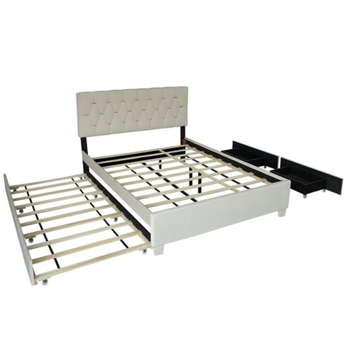 NicBex Queen Size Upholstered Platform Bed with Trundle and 2 Drawers for Adults/Boys/Girls - image 1 of 4