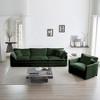 3 Piece Sofa Set Living Room Sofa Accent Chair Loveseat and Three Seat Sofa Green Chenille - 3 of 4