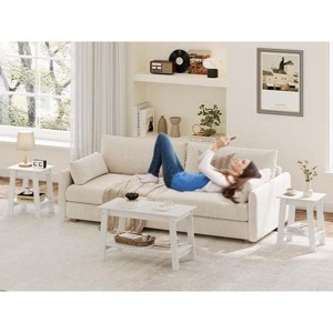 Coffee Table, Coffee Table for Living Room, Modern Farmhouse Coffee Table with Storage Shelf - 1 of 4