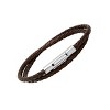 Steeltime Men's brown leather braided wrap bracelet - 2 of 4