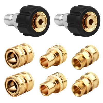 Infurnic Hose Nozzles and Wands 8 PCS Pressure Washer Adapter Set, Quick Disconnect Kit with Metric Male Thread Quick Connector, 3/4" to Quick Release