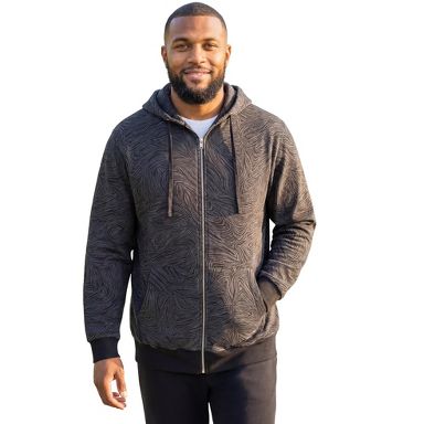 KingSize Fleece Zip-Front Hoodie 10XL, Black Grey Wave : Target