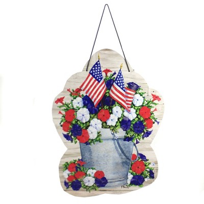 Home & Garden 16.25" Patriotic Pail Hang Around Indoor Outdoor Custom Decor  -  Decorative Door Danglers