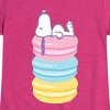 Girls' - Peanuts - Snoopy Stacked Macarons Fitted Short Sleeve Graphic T-Shirt - 2 of 4