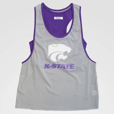 NCAA Kansas State Wildcats Mesh Tank Top with Attached Sporty Bra - Gray L