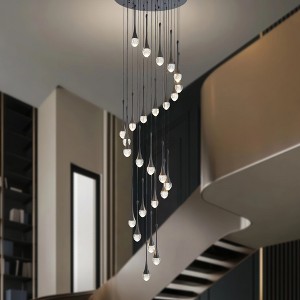 BAOURE Modern Black Crystal Chandelier for High Ceiling, 16 Light 19.7in Raindrop Crystal Chandeliers Dimmable LED Pendant Light for Staircase Foyer - 1 of 4