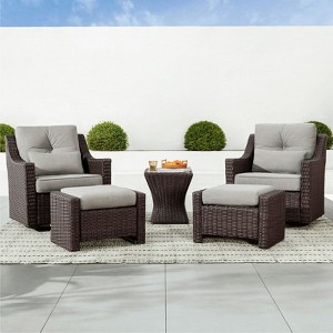 Spruce & Spring Outdoor Wicker Patio Outdoor Sofa Swivel Chair Coffee Table - 1 of 4