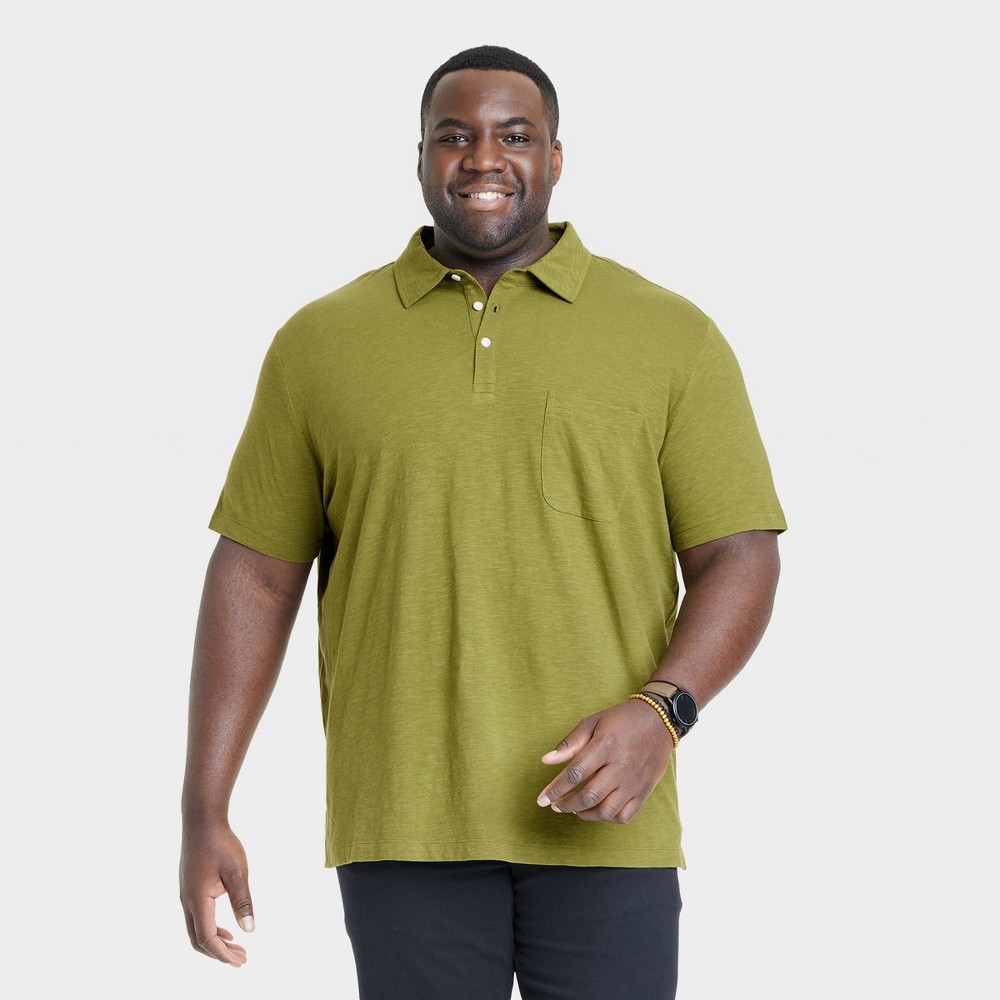 Men's Big & Tall Regular Fit Short Sleeve Slub Jersey Polo Shirt - Goodfellow & Co™ Olive Green XLT -  87130906