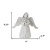 HomeRoots Set of Six 6" White Washed Polyresin Angel Figurine Tabletop Sculpture - 3 of 4