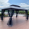 PAGED 13x10 Outdoor Patio Canopies and Gazebos with Ventilated Double Roof Mosquito Net, Detachable Mesh Screen, for Lawn, Garden, Brown Top - 2 of 4