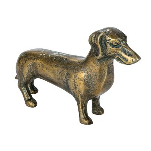 Storied Home Antique Cast Aluminum Dachshund Accent Decor, Brass - 1 of 4