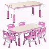 COZONY 7PCS Kids Table and Chairs Set, Height-Adjustable Toddler Study Table with 1 Table & 6 Chairs, Non-Slip Legs and Graffiti Desktop for Home - 2 of 4