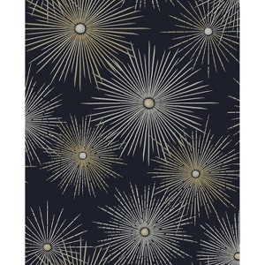 NextWall Midnight and Gold Starburst Geo Mid Century Peel and Stick Wallpaper - 1 of 4
