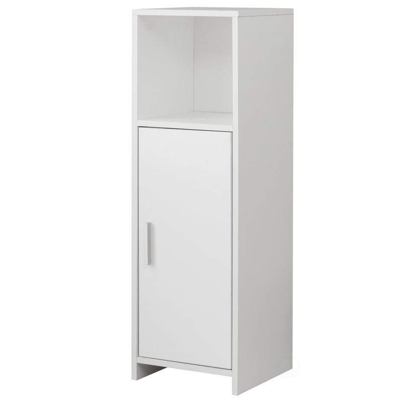 Basicwise Wooden Home Tall Freestanding Bathroom Vanity linen Tower Organizer Cabinet, White, 1 of 6