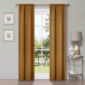 Classic Modern Solid Room Darkening Semi-Blackout Curtains, Rod Pocket, Set of 2 by Blue Nile Mills - 1 of 4