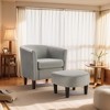 Syemin Velvet Accent Chair Set of 2, One Chair, One Ottoman, Modern Bucket Chair Armchair Living Room, Bedroom, Black, 27"*24.6"*24.8" Gray, - 3 of 4