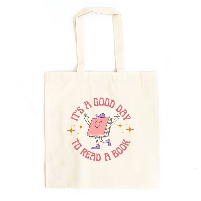 City Creek Prints It's a Good Day to Read a Book Canvas Tote Bag - 15x16 - Natural