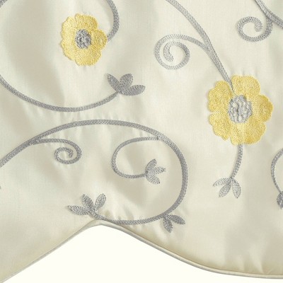 Yellow and Gray Floral Embroidered Scalloped Window Valance