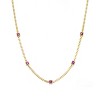 Guili 14K Gold Plated Chain Necklace with Ruby Red Square Accents Features a Sleek, Vibrant Design for a Bold, Elegant, and Contemporary Statement - 2 of 2