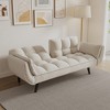 74'' Velvet 2-Seater Sofa with 2 Armrests, Adjustable Backrest, Plastic Legs and Convertible Bed - 2 of 4