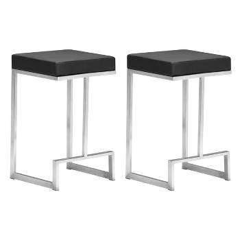 Set of 2 Sophisticated Modern 26" Counter Height Barstool Black - ZM Home