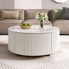 KWPZQEB Round Coffee Table, Center Table with Casters & Marble Pattern Sintered Stone Top, Accent Center Table with Hidden Drawers for Living Room - 2 of 4