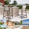 Crestlive Products Outdoor Counter Height Bar Stools Set of 2 Classic Patio Furniture Bar Chairs Heavy Duty Aluminum Frame in Antique Brown Finish - 3 of 4