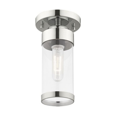 Polished Chrome Clear Glass 1-Light Flush Mount