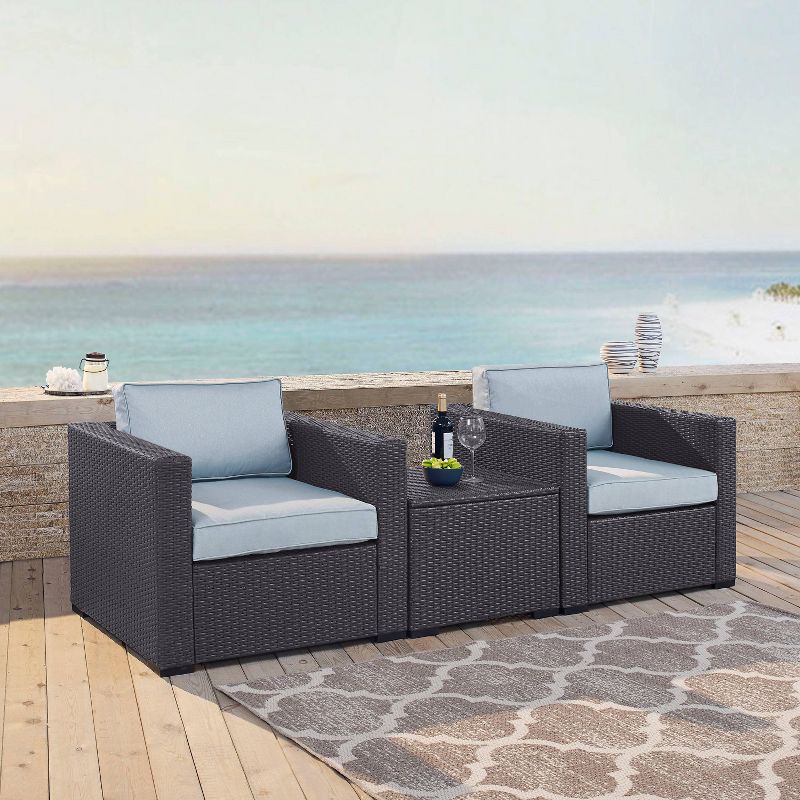 Biscayne 3pc Outdoor Wicker Seating Set - Mist - Crosley, 3 of 11