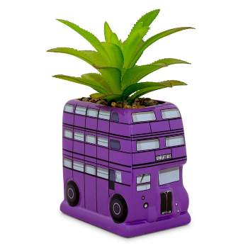 Silver Buffalo Harry Potter Knight Bus 3-Inch Ceramic Mini Planter With Artificial Succulent